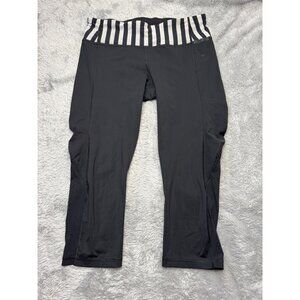 Lululemon Water Bound Crop Leggings Women's 8 Striped Black White Medium
